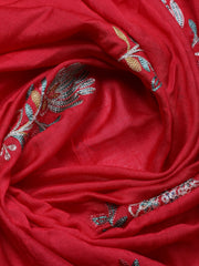 Embroidered Cotton Blend Unstitched Suit With Pant & Dupatta