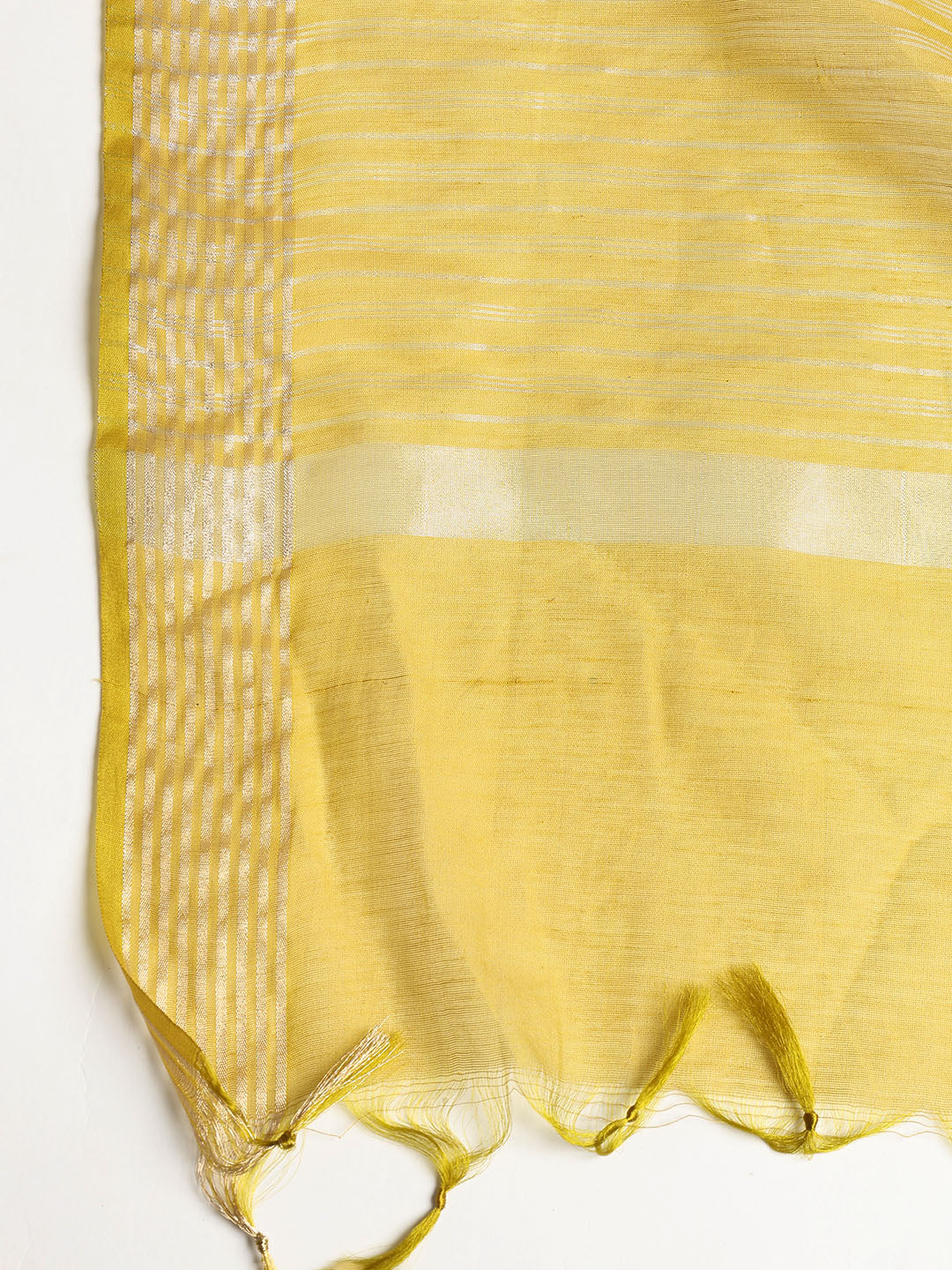 Neck Embroidered Chanderi Unstitched Suit With Dupatta