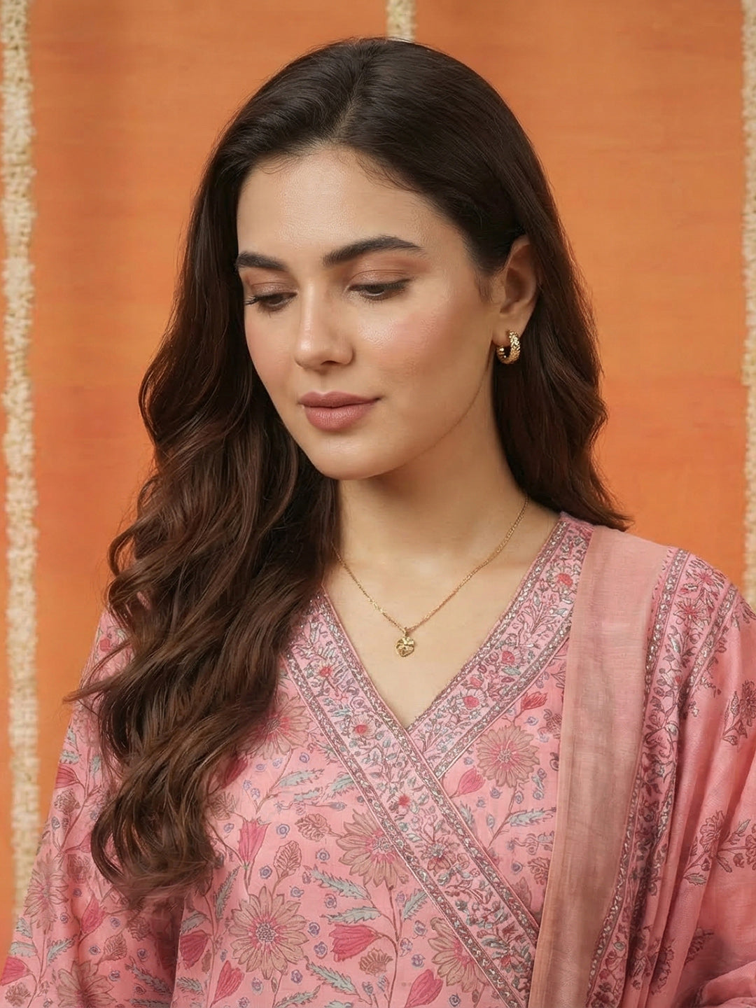 Printed Cotton Blend Kurta With Pant &amp; Dupatta
