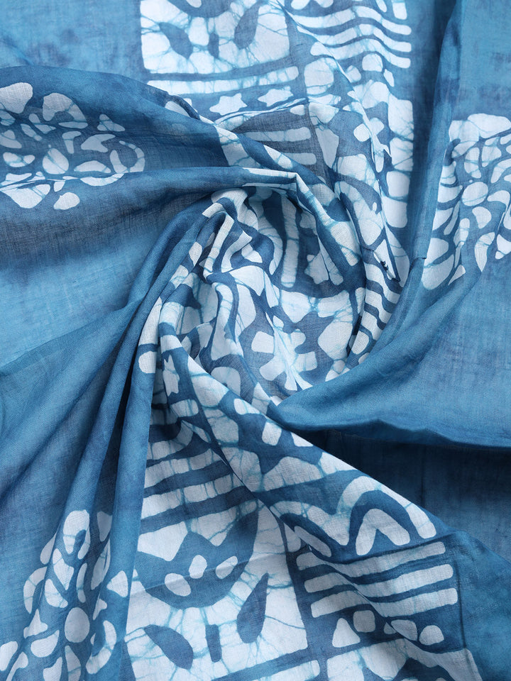 Printed Cotton Blend Unstitched Suit With Pant &amp; Dupatta