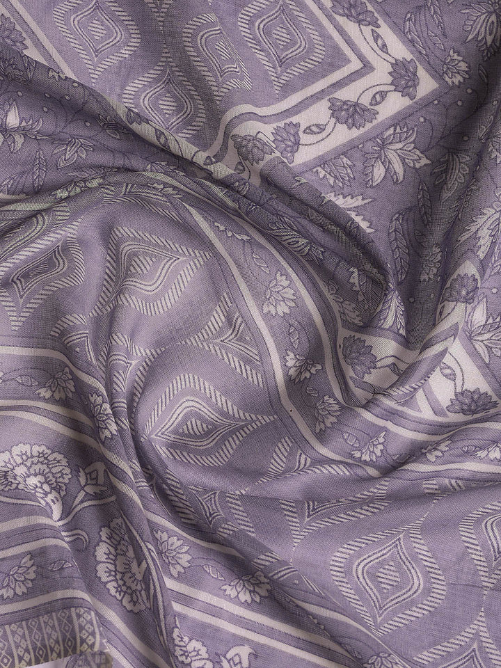 Neck Embroidered Cotton Blend Unstitched Suit With Dupatta