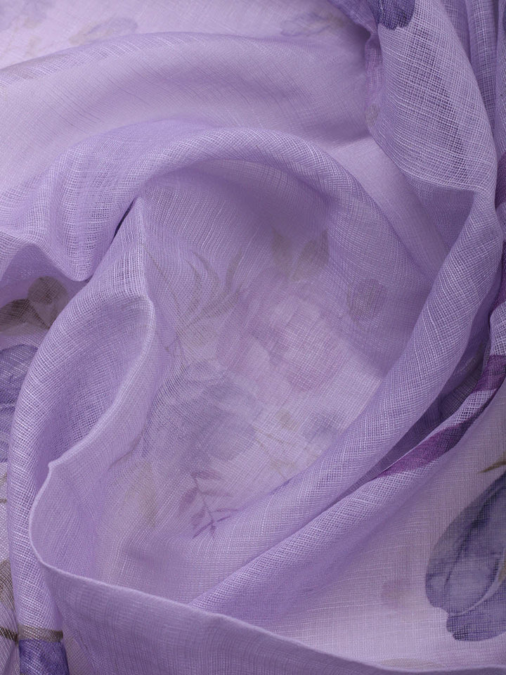 Embroidered Linen Blend Unstitched Suit With Pant &amp; Dupatta