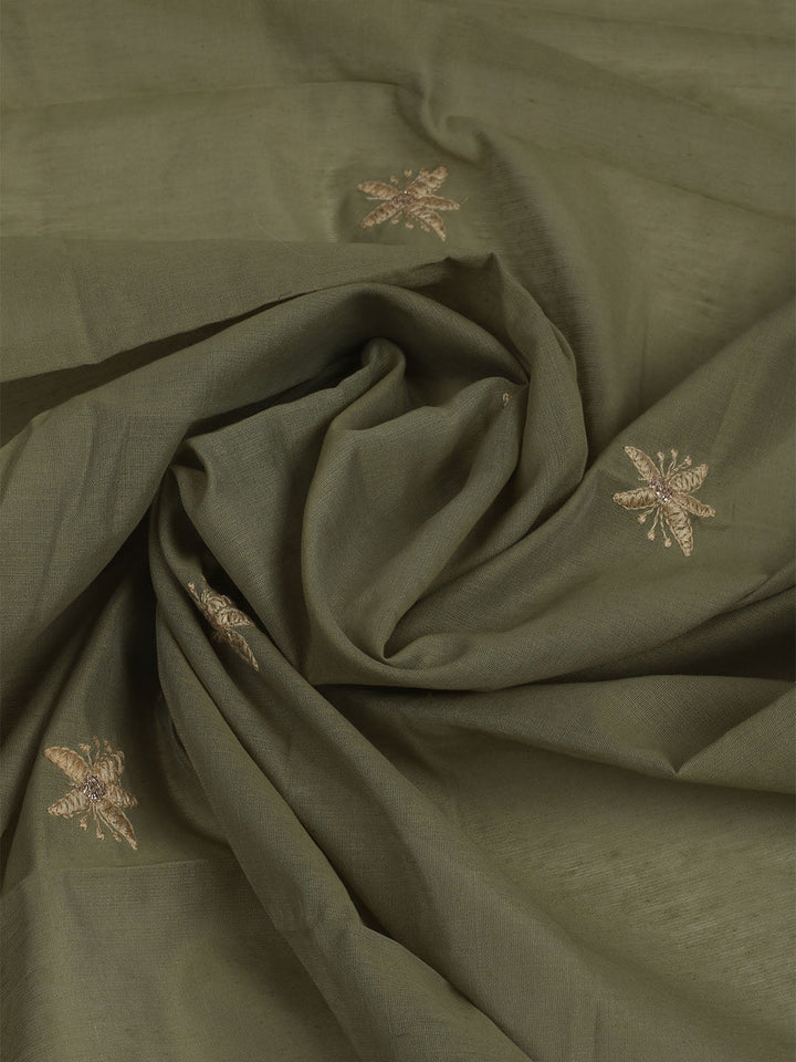 Embroidered Chanderi Unstitched Suits Casual Suit With Pant &amp; Dupatta