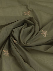 Embroidered Chanderi Unstitched Suits Casual Suit With Pant & Dupatta