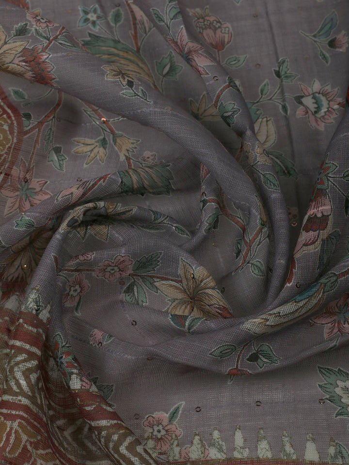Embroidered Cotton Unstitched Suit With Pant &amp; Dupatta