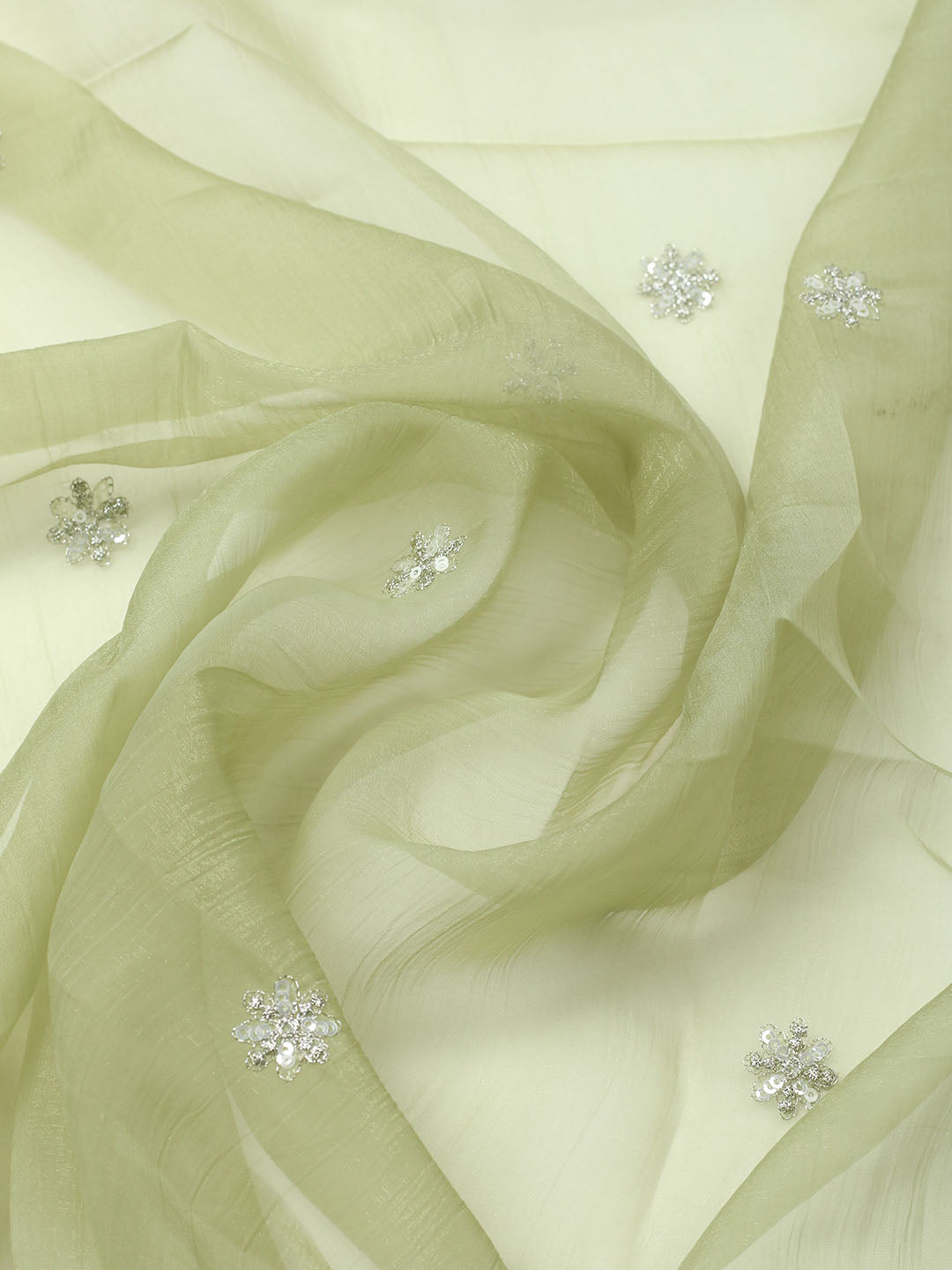 Embroidered Organza Unstitched Suit With Pant &amp; Dupatta