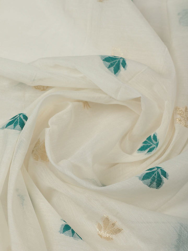 Embroidered Chanderi Unstitched Kurta With Pant &amp; Dupatta