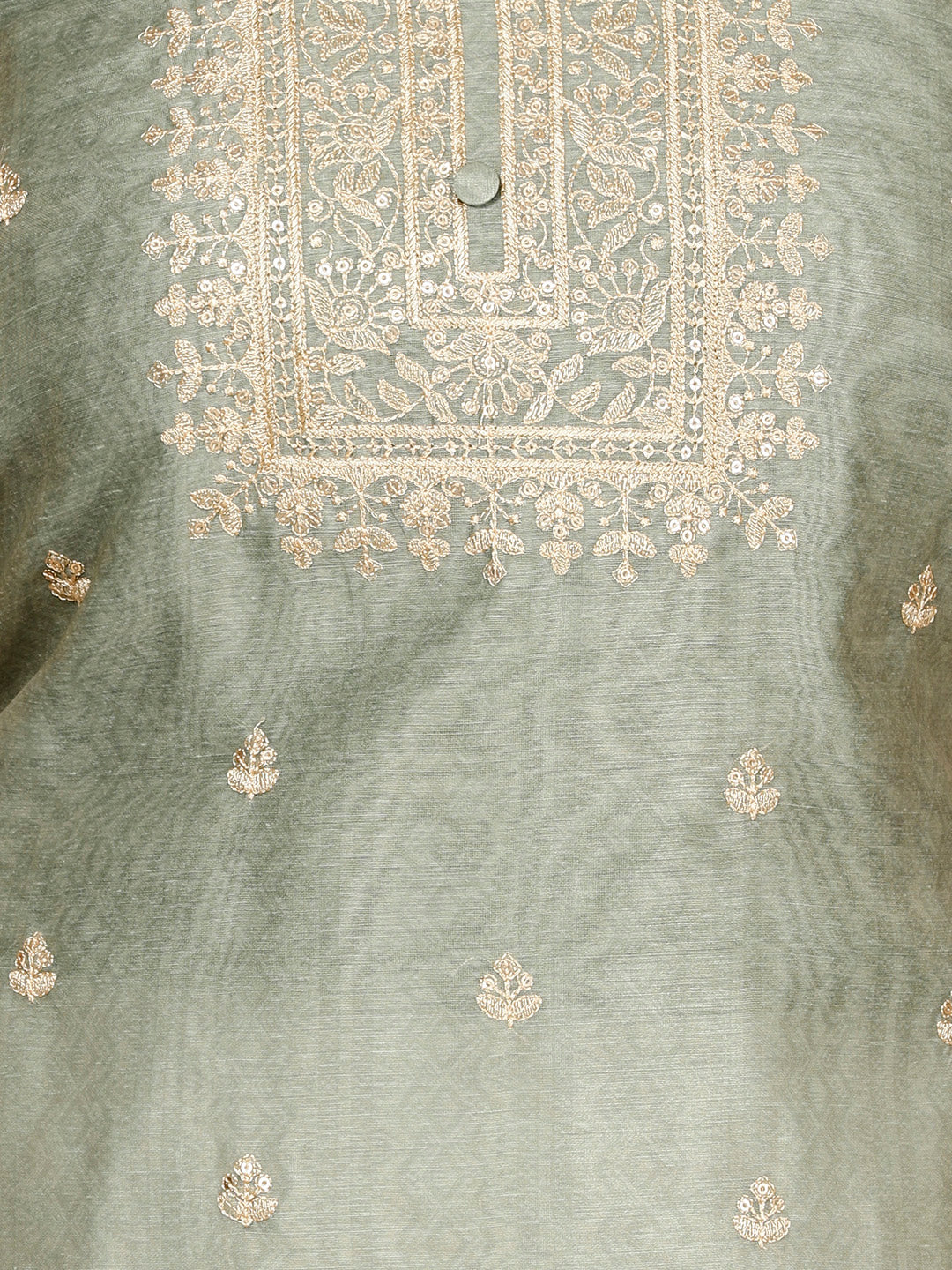 Thread Embroidered Chanderi Unstitched Suit Piece With Dupatta