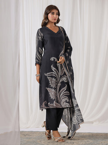 Digital Print Cotton Kurta With Pants & Dupatta