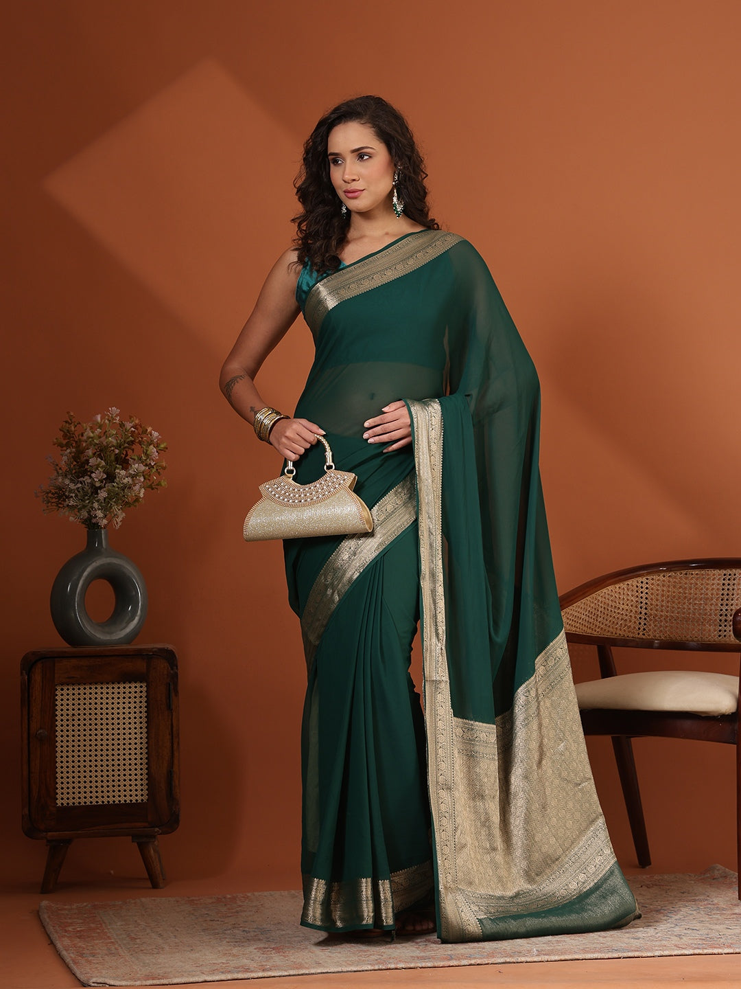 Plain Chiffon Saree