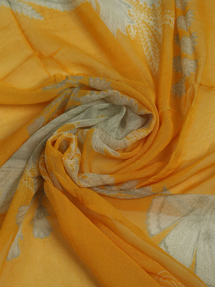 Printed Cotton Unstitched Suit With Pant &amp; Dupatta