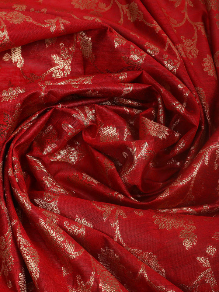 Woven Design Chanderi Unstitched Suit With Pant &amp; Dupatta