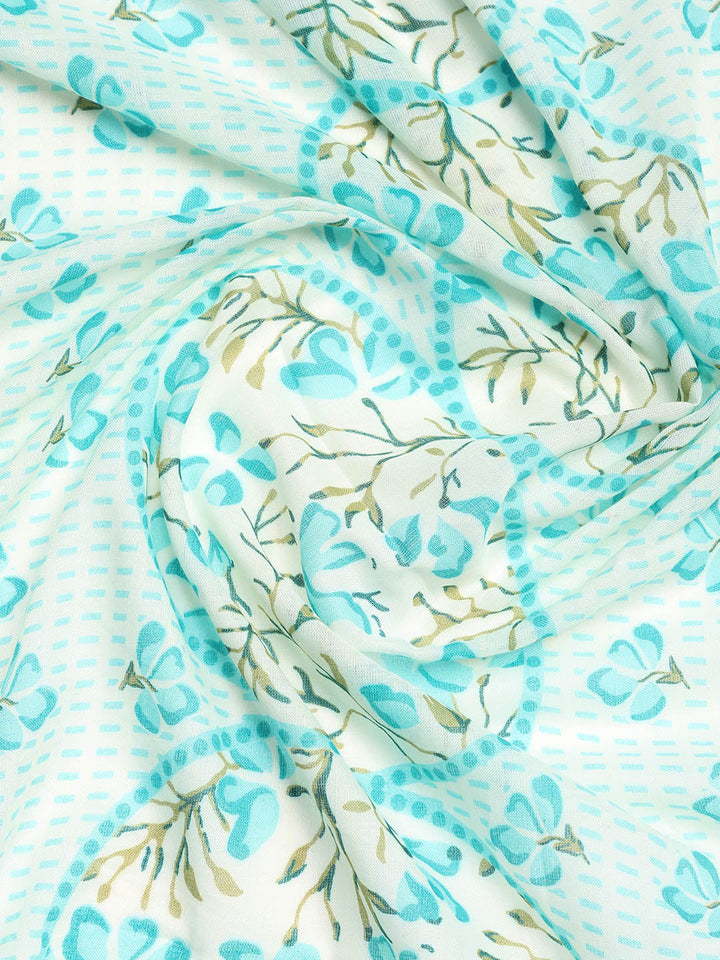 Printed Cotton Blend Unstitched Suit With Dupatta