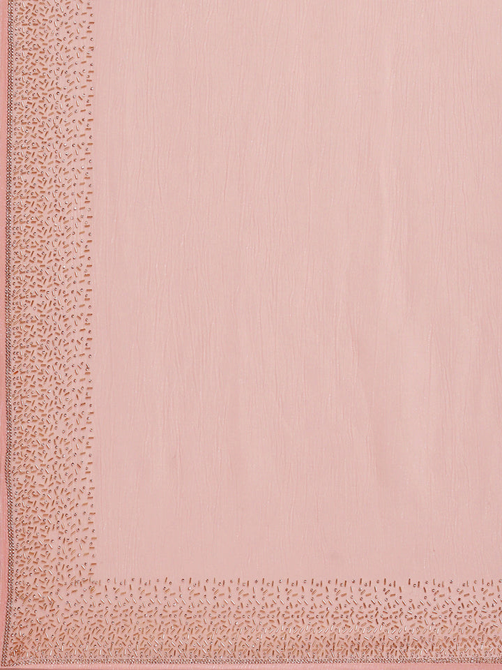 Swarovski Border Art-Chiffon Plain Saree