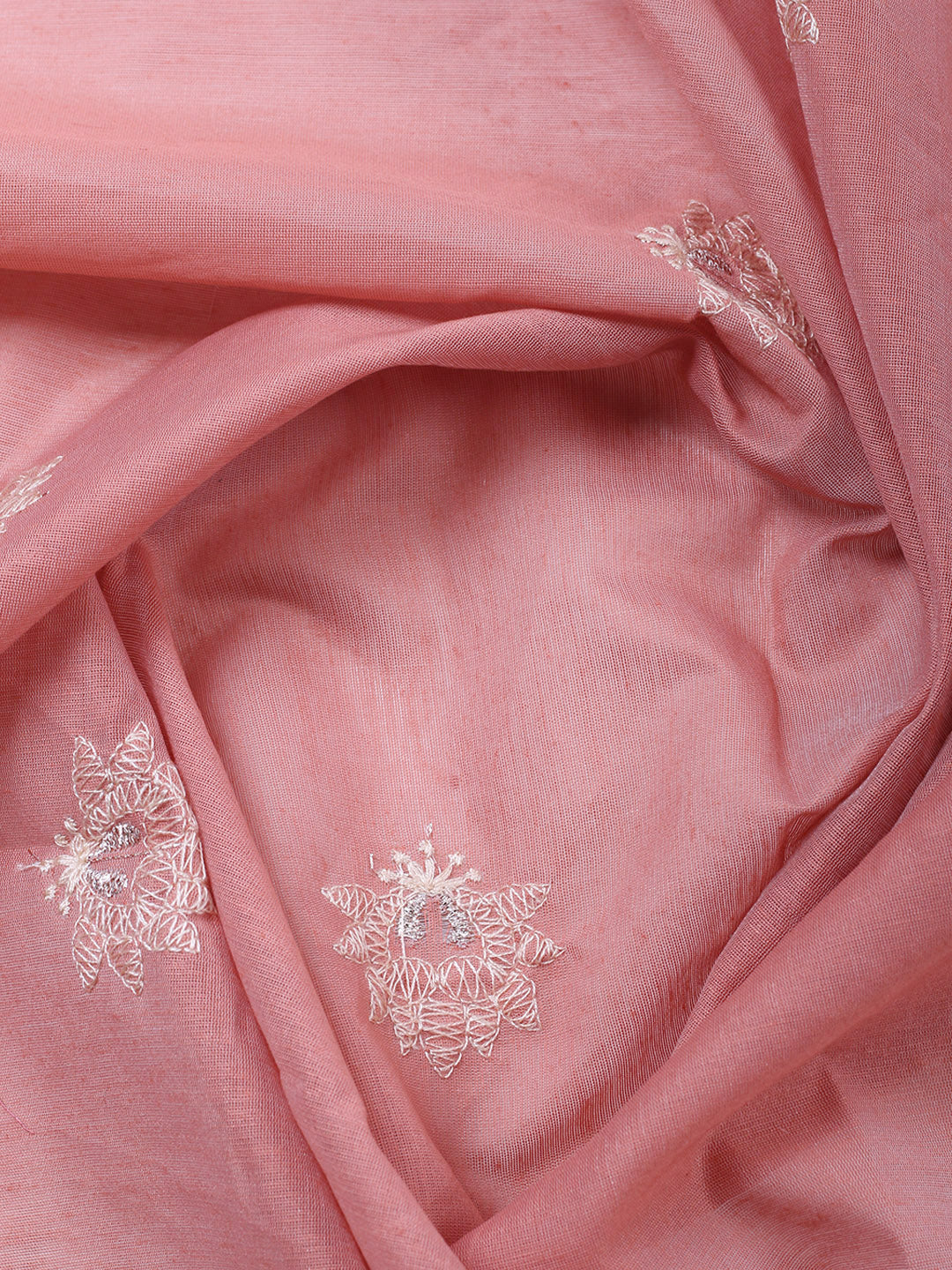 Embroidered Chanderi Unstitched Suit With Pant &amp; Dupatta
