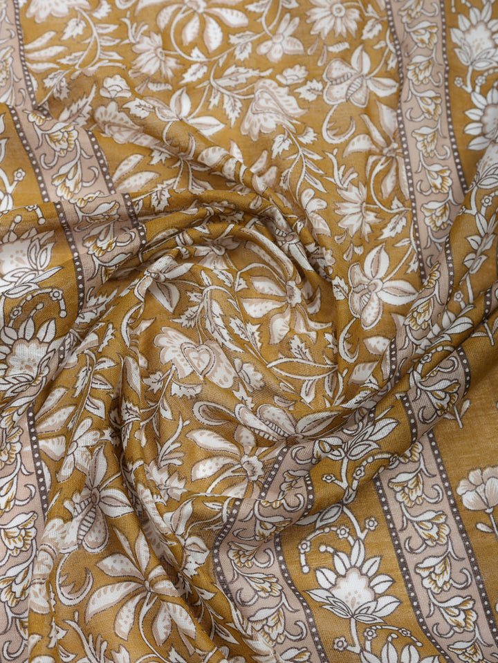 Printed Cotton Blend Unstitched Suit With Pant &amp; Dupatta