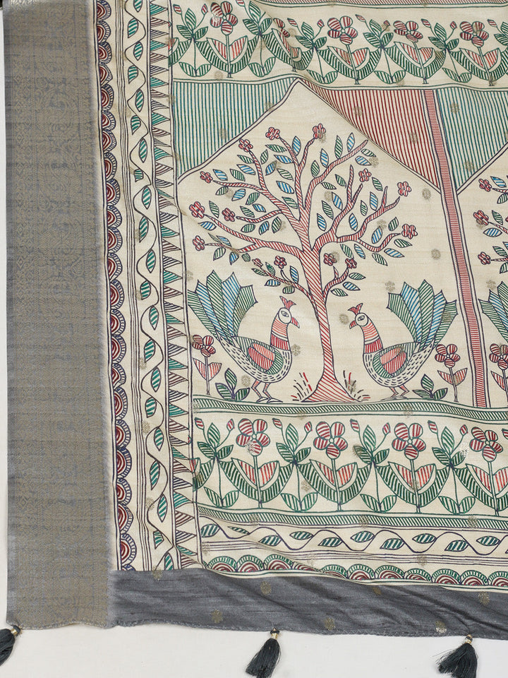 Printed &amp; Woven Design Art Silk Saree