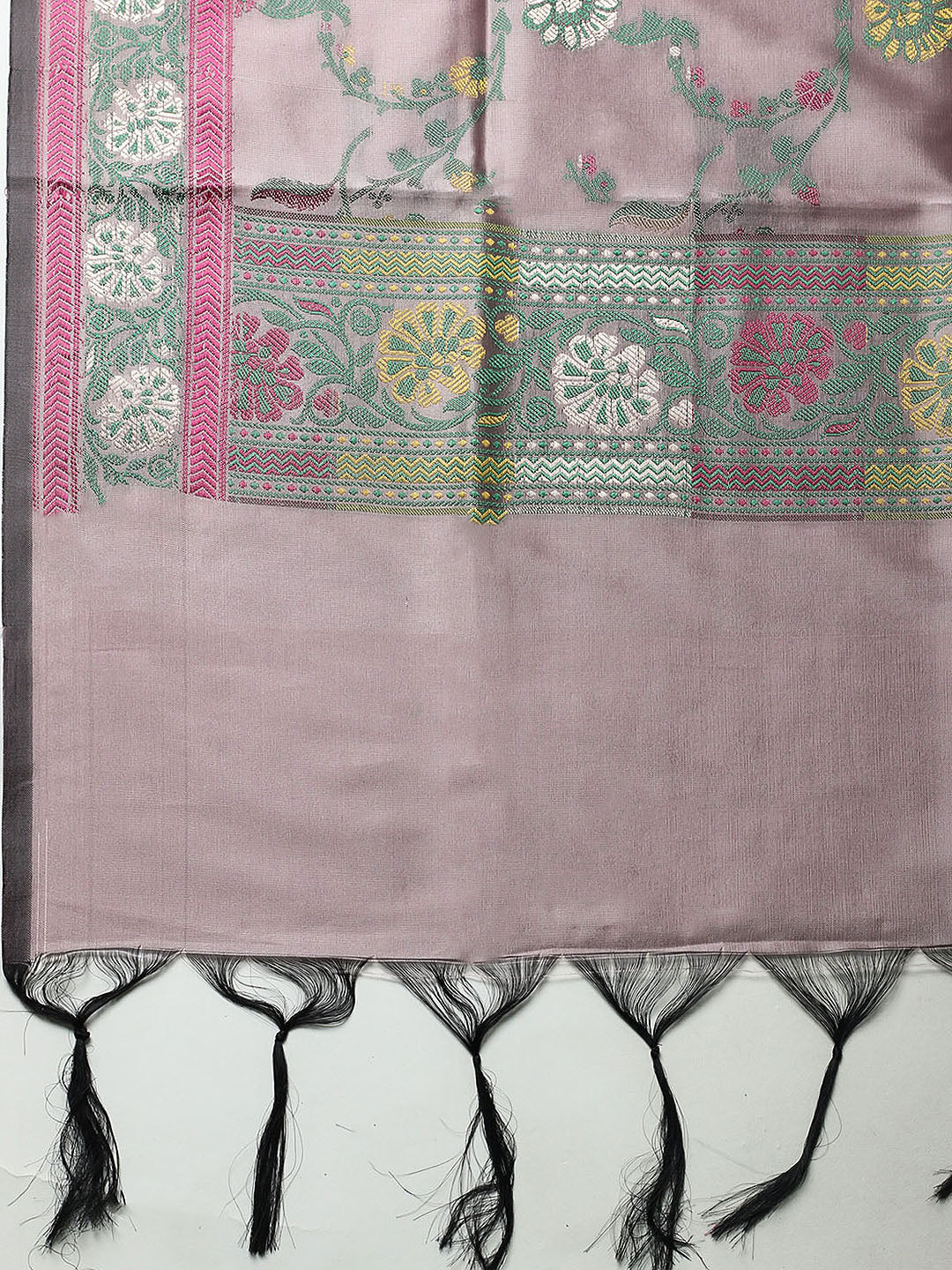 Woven Design Chanderi Unstitched Suit With Pant &amp; Dupatta