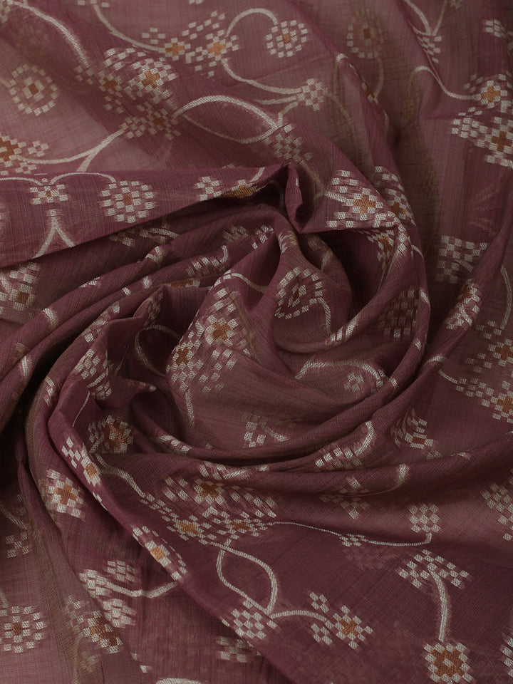 Embroidered Chanderi Unstitched Kurta With Pant &amp; Dupatta