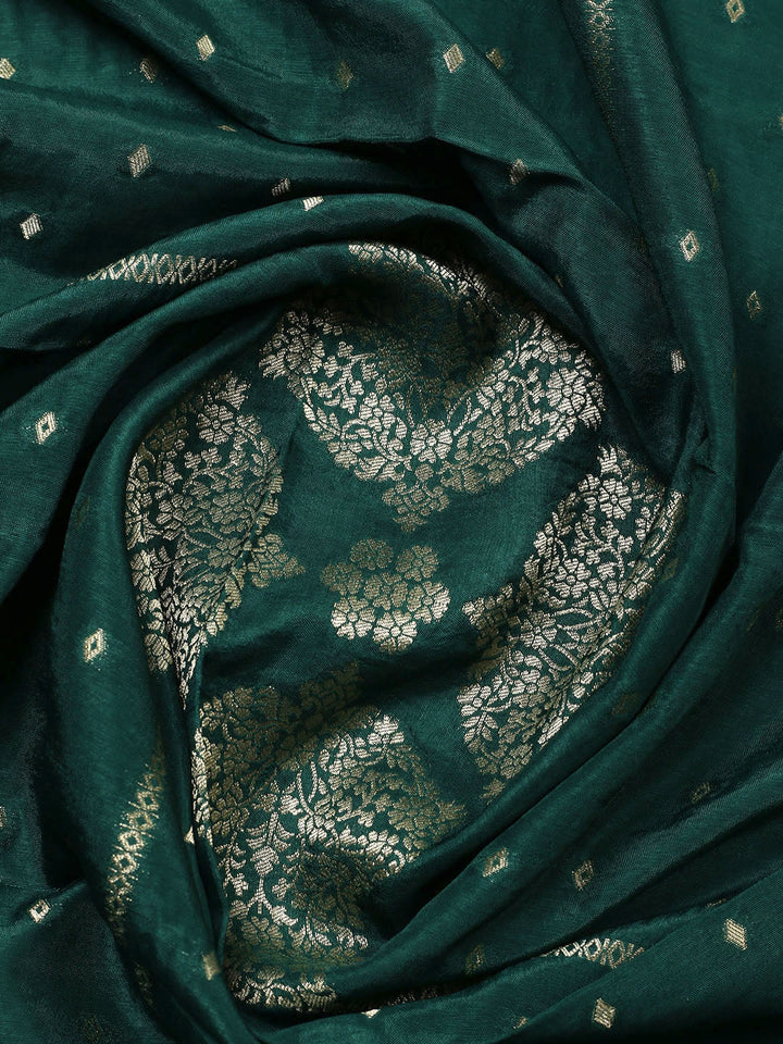 Woven Design Chanderi Unstitched Suit With Pant &amp; Dupatta