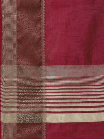 Plain Zari Border Woven Handloom Saree