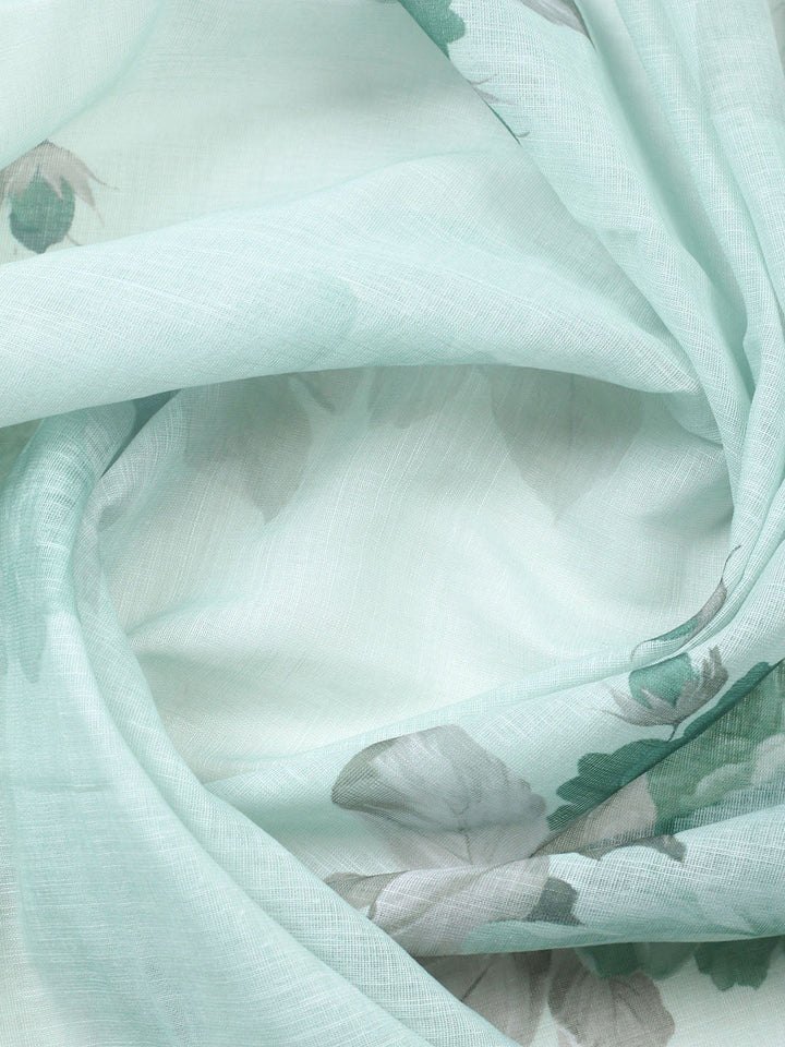 Embroidered Linen Blend Unstitched Suit With Pant Dupatta