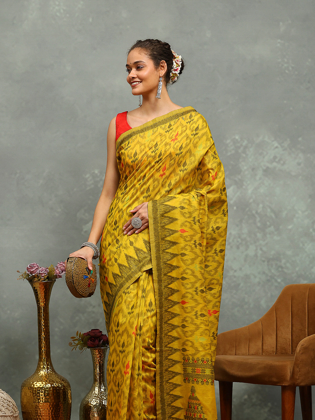 Resham Booti Woven Cotton Saree
