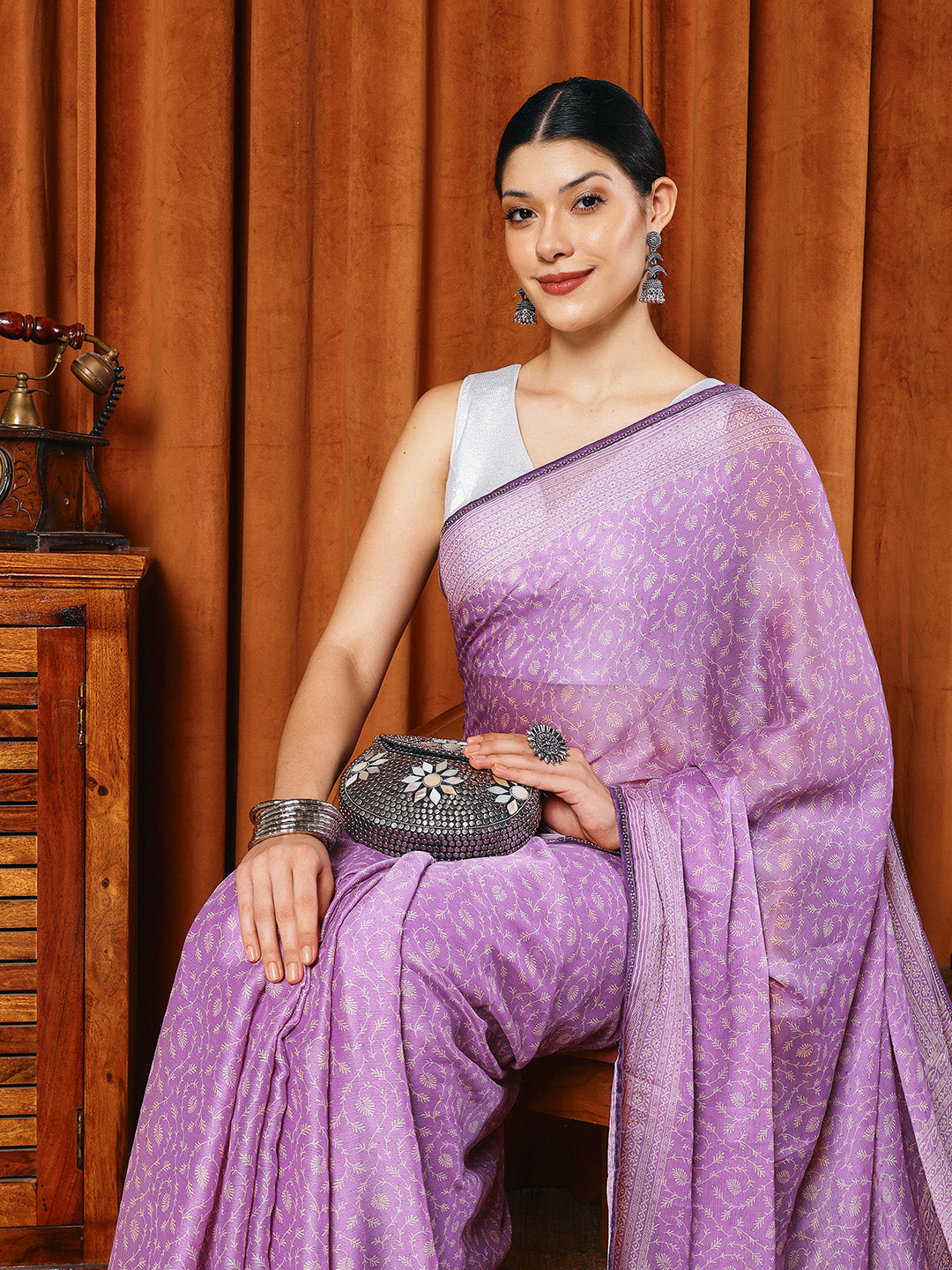 Floral Printed Georgette Saree