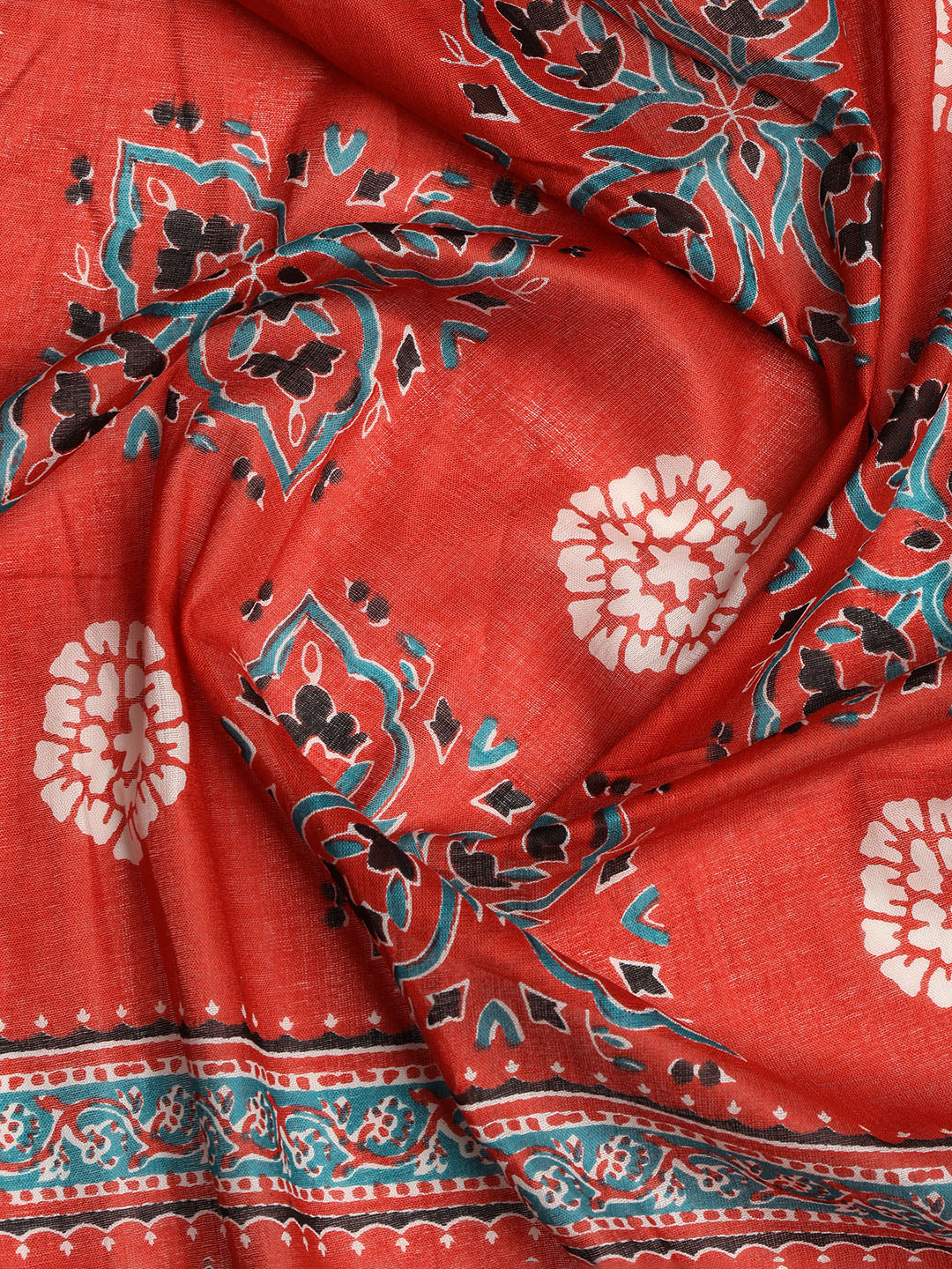 Printed Cotton Blend Unstitched Suit With Dupatta