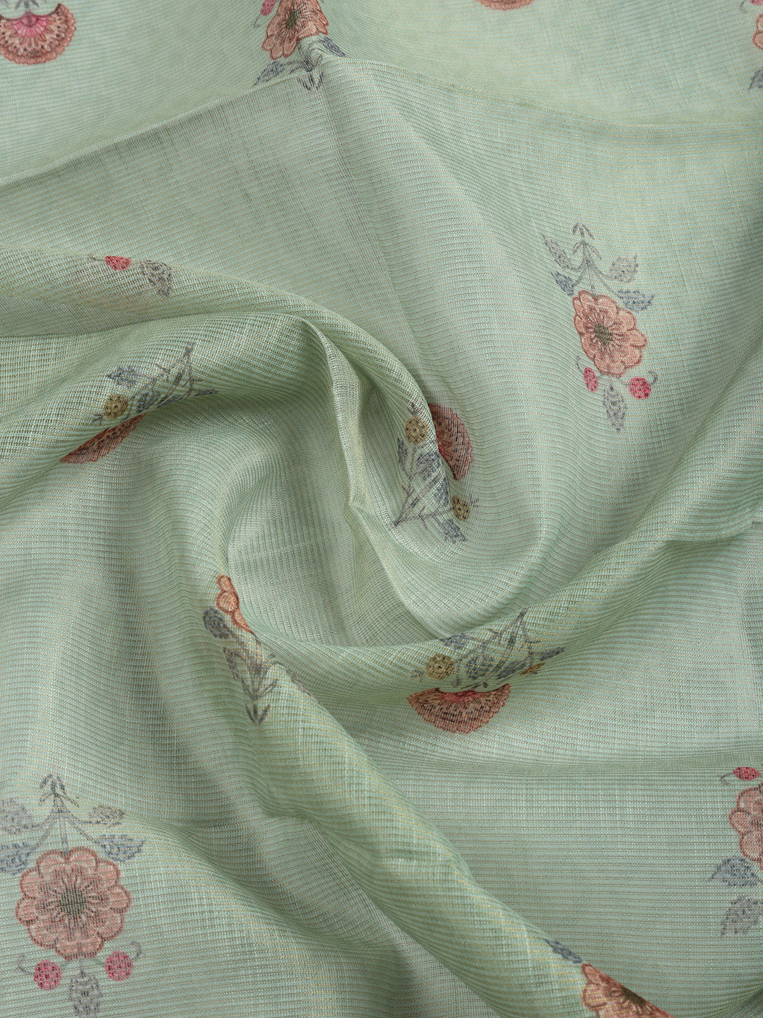 Printed Linen Blend Unstitched Suit With Pant &amp; Dupatta
