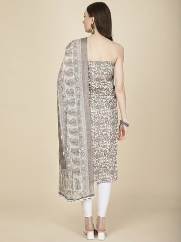 Neck Patti Printed Cotton Unstitched Suit Piece With Dupatta