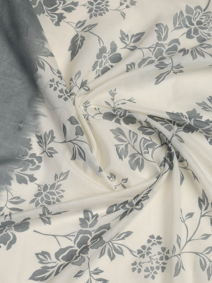 Printed Cotton Blend Unstitched Suit With Dupatta