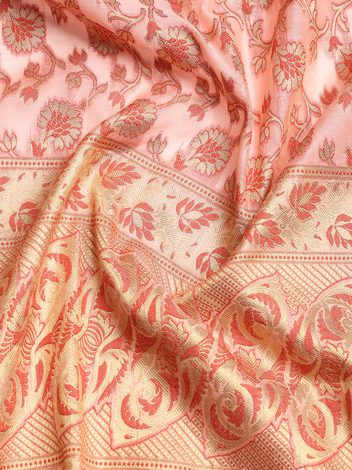 Woven Banarasi Chanderi Unstitched Suit With Dupatta
