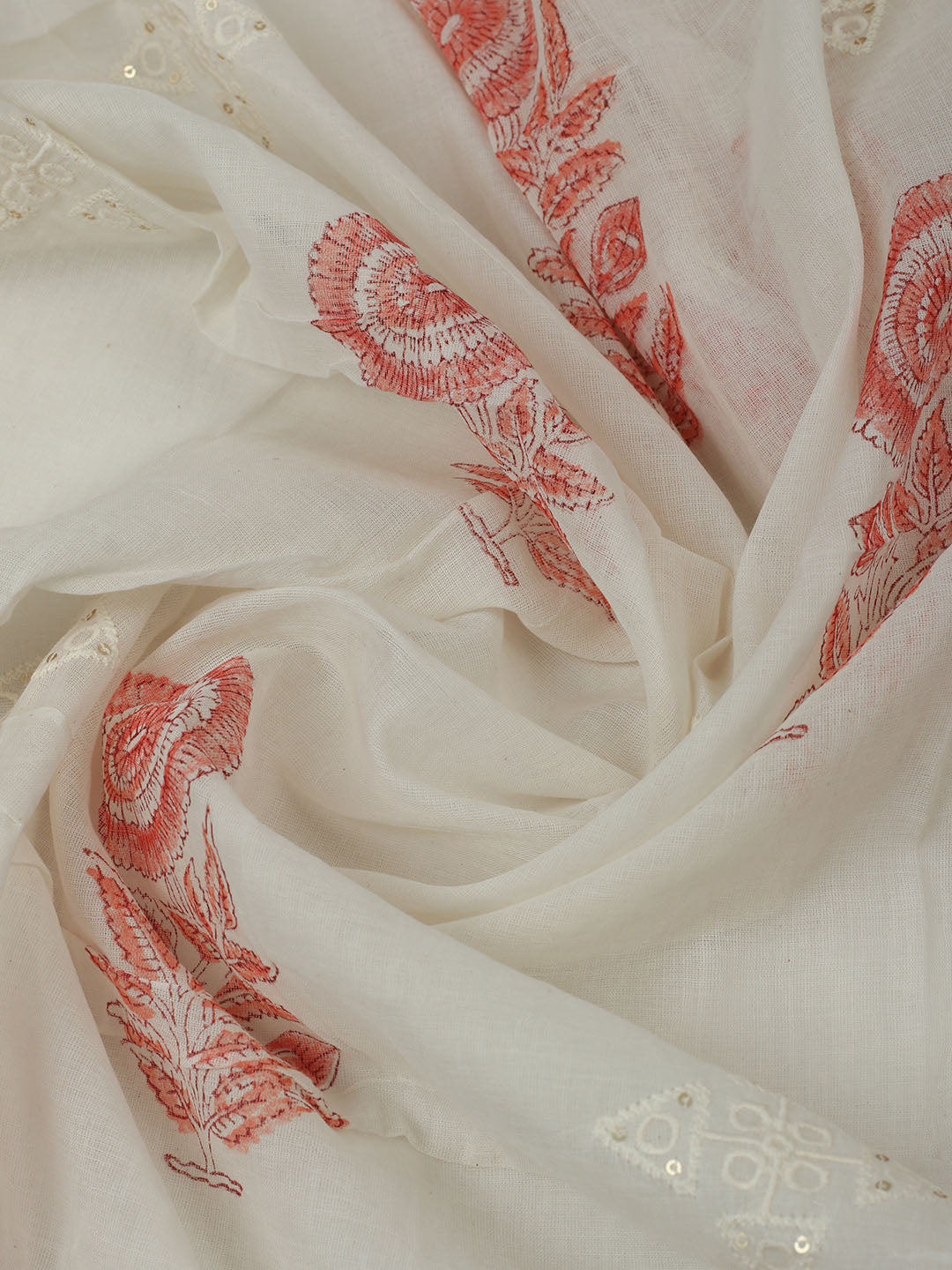 Printed Cotton Unstitched Suits Printed Suit With Pant &amp; Dupatta
