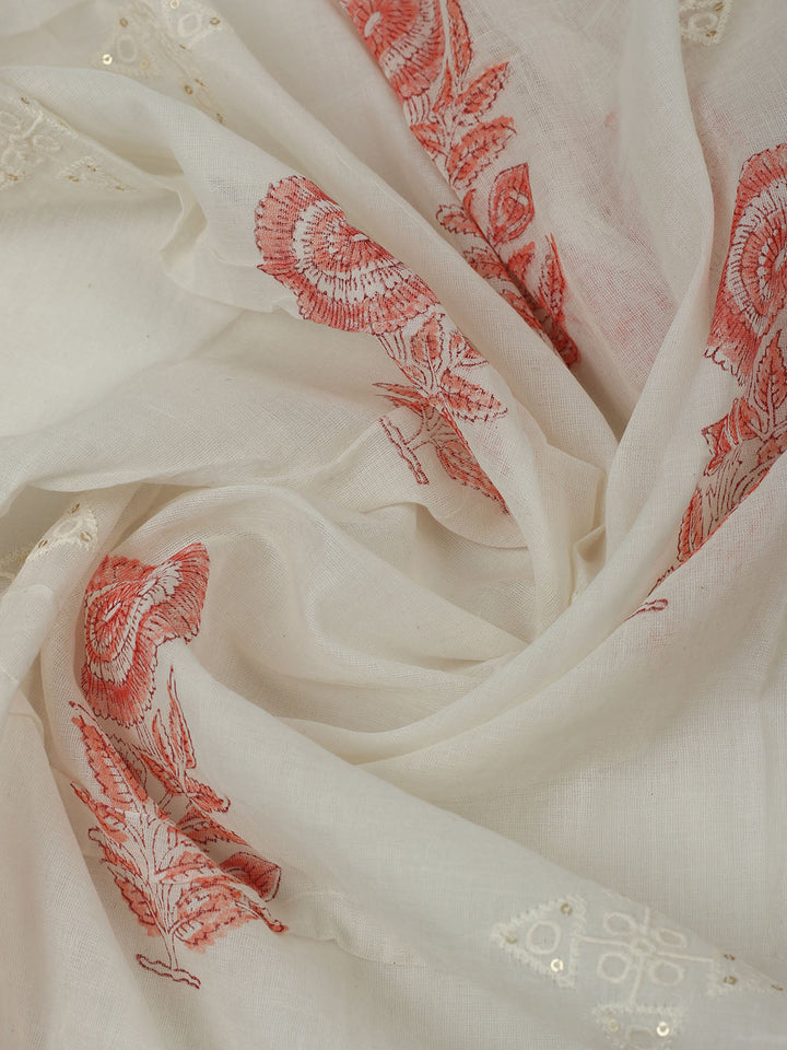 Printed Cotton Unstitched Suits Printed Suit With Pant &amp; Dupatta