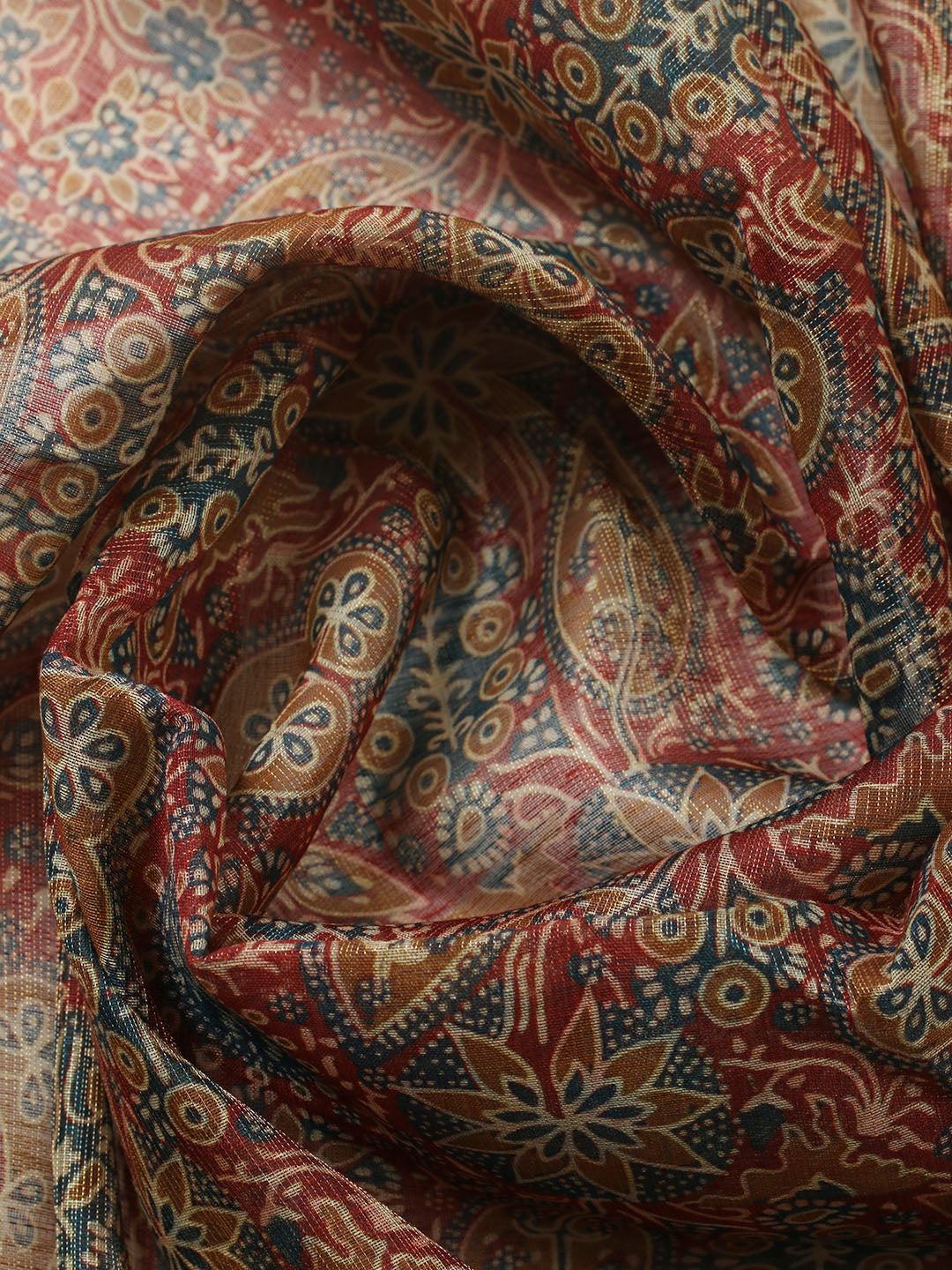 Embroidered Chanderi Unstitched Suit With Pant &amp; Dupatta