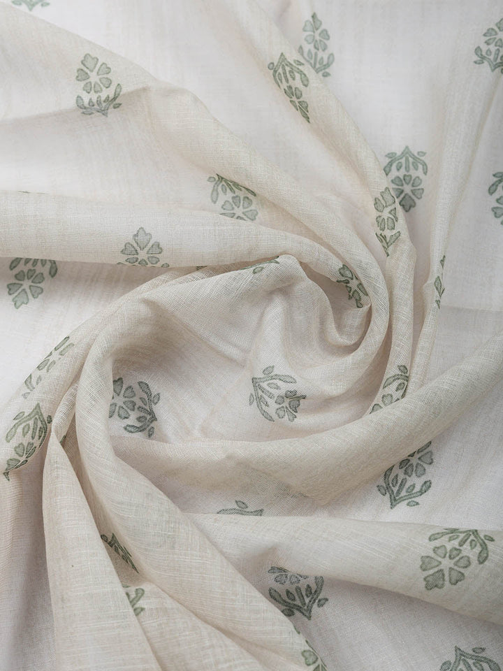 Embroidered Linen Blend Unstitched Suit With Pant &amp; Dupatta