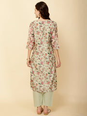 Floral Printed Cotton Straight Kurta With Pants