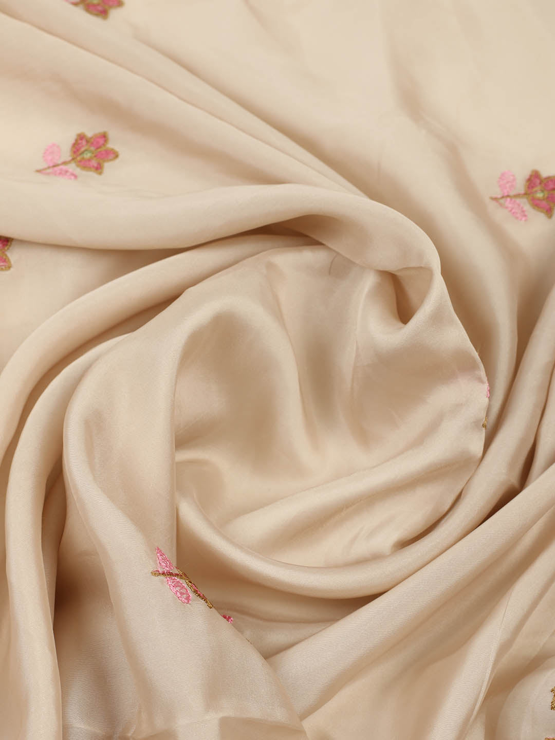 Embroidered Chanderi Unstitched Suit With Pant &amp; Dupatta