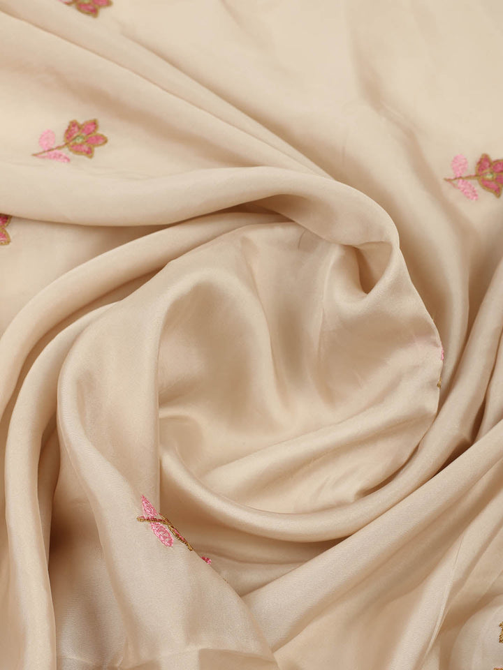 Embroidered Chanderi Unstitched Suit With Pant &amp; Dupatta