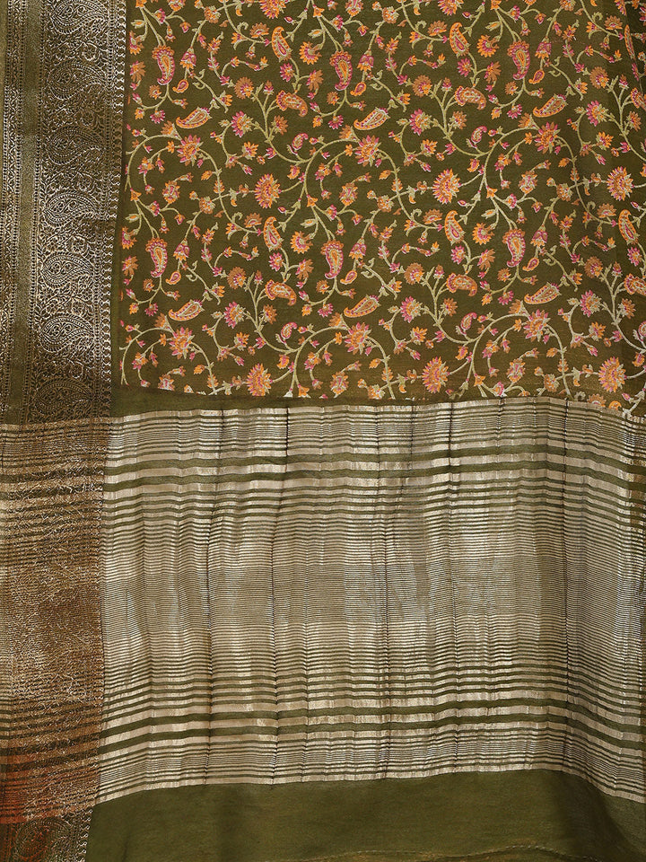 Digital Printed Cotton Blend Woven Saree