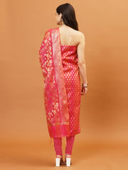 Woven Banarasi Chanderi Unstitched Suit With Dupatta