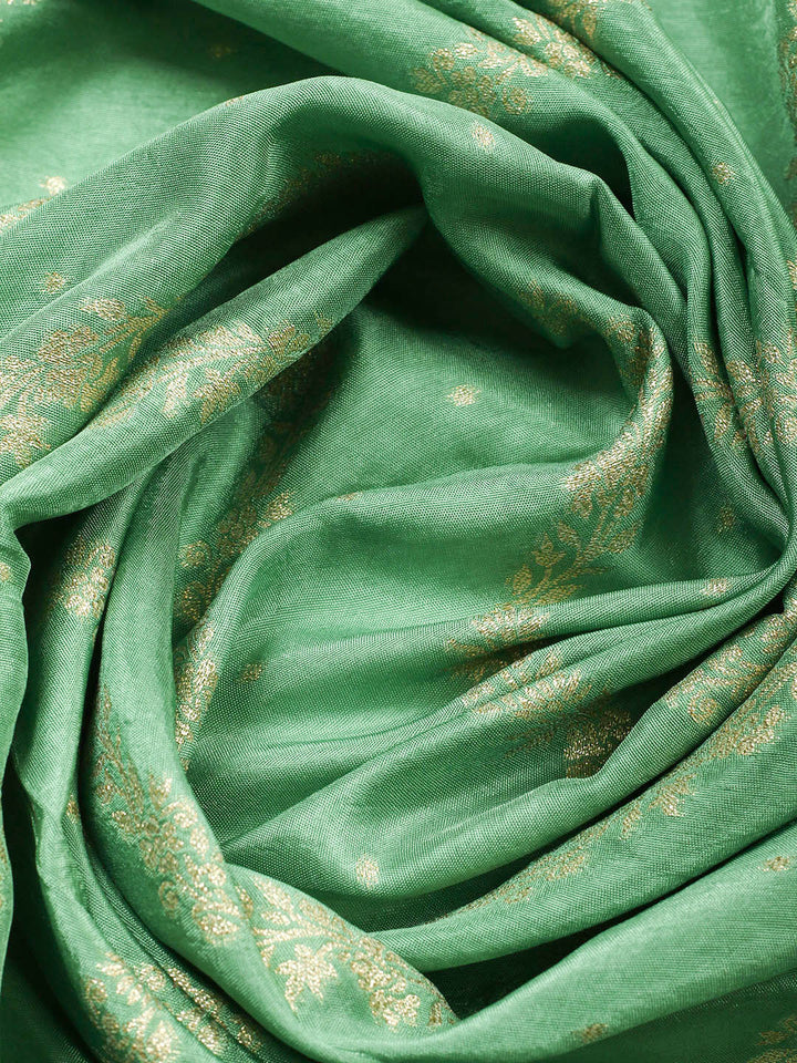 Woven Design Chanderi Unstitched Suit With Pant &amp; Dupatta