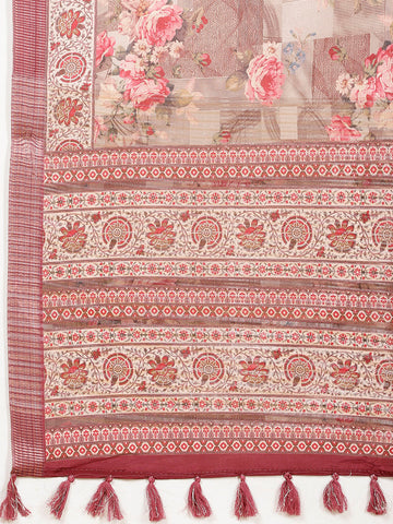Digital Floral Printed Handloom Saree