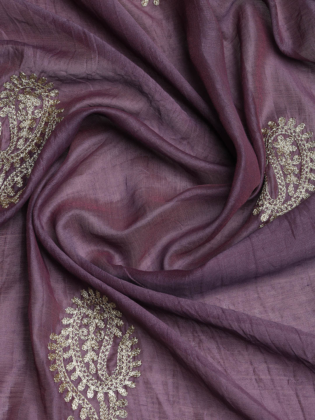 Embroidered Chanderi Unstitched Suit With Dupatta