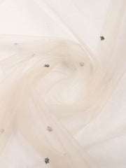 Embroidered Net Unstitched Suit With Pant & Dupatta