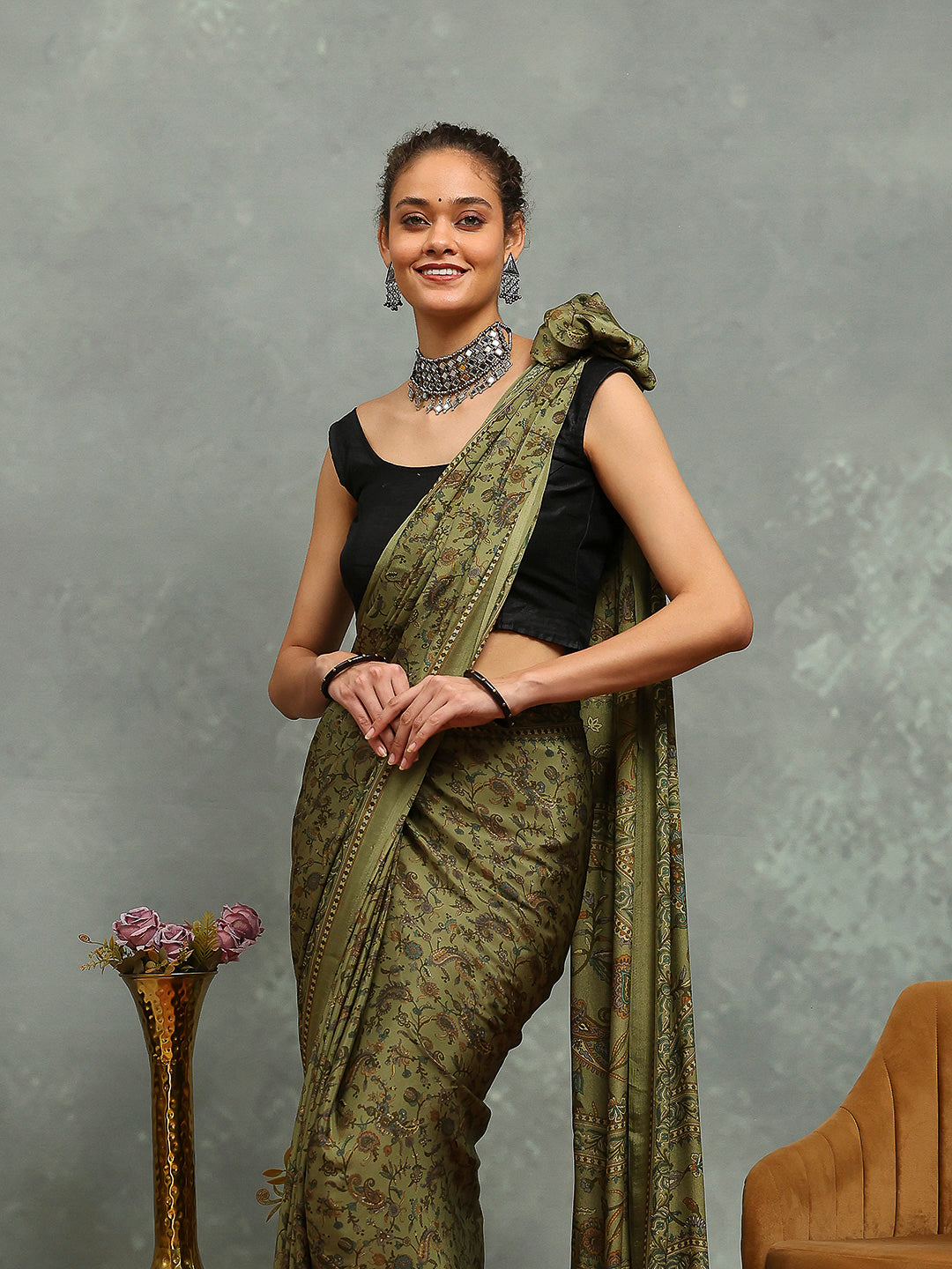 Digital Printed Crepe Saree