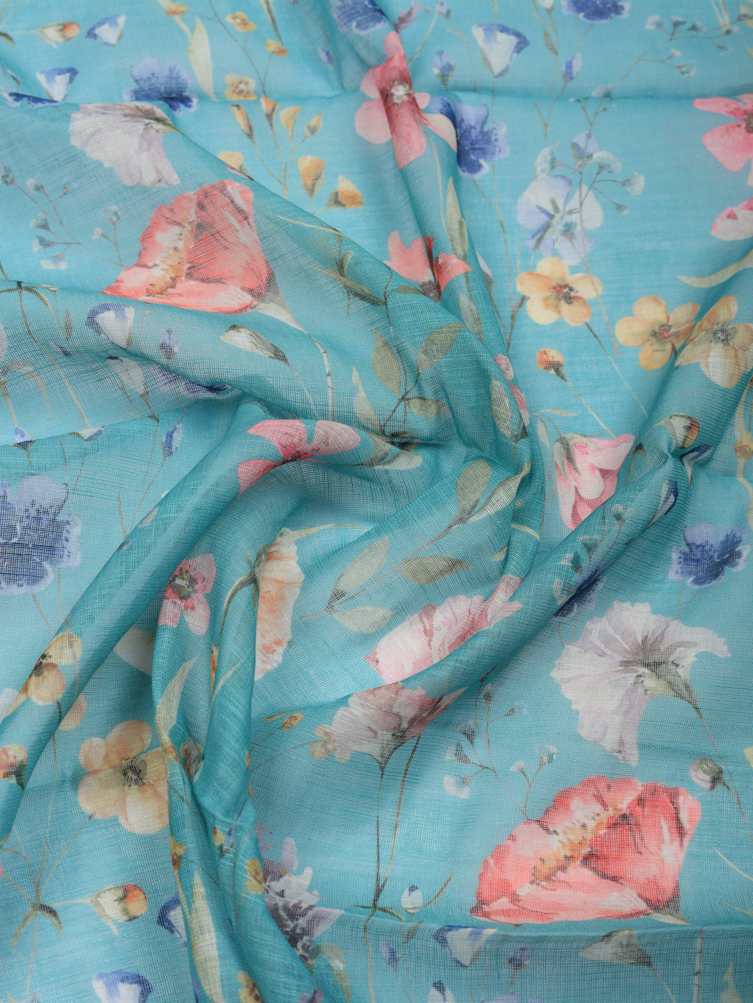 Embroidered Linen Blend Unstitched Suit With Pant &amp; Dupatta