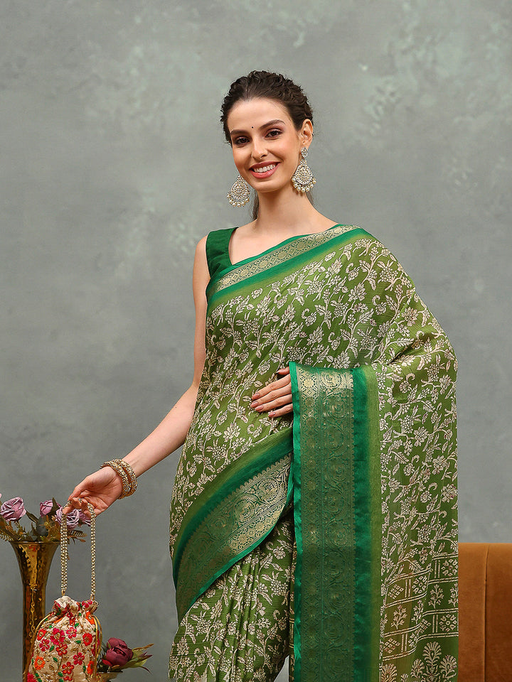 Floral Printed Art Silk Saree