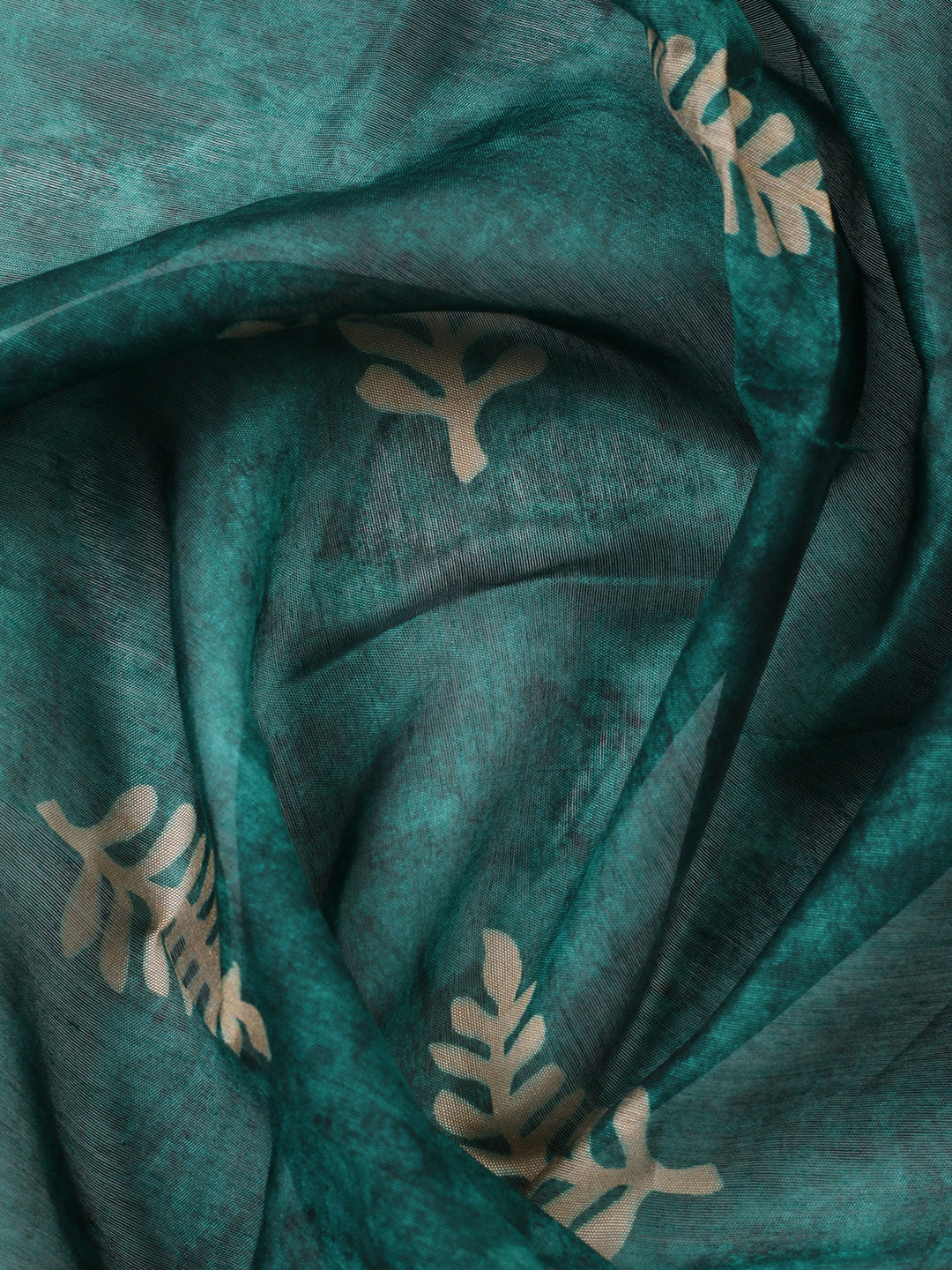 Printed Chanderi Unstitched Suit With Pant &amp; Dupatta
